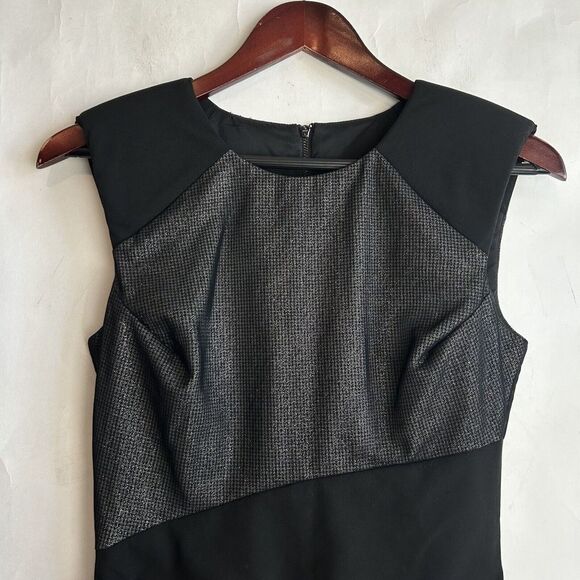 Black Halo Women's Black Sleeveless Sheath With Shoulder Pads Pockets Size 2 - Picture 10 of 13